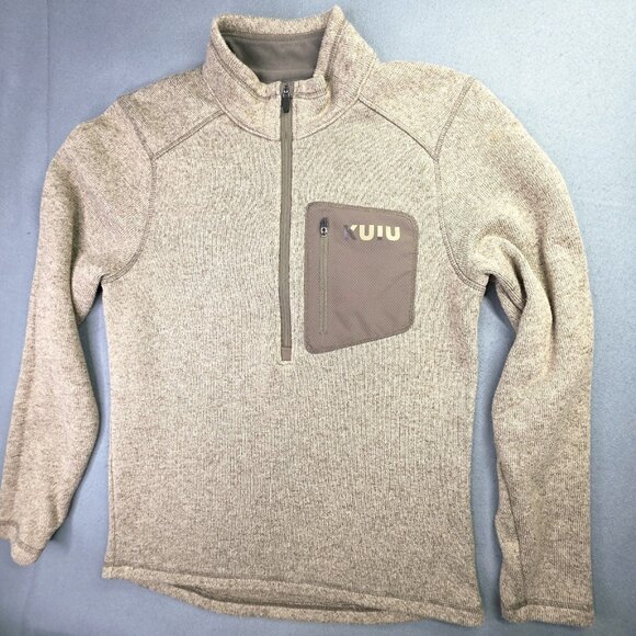 KUIU Base Camp High Loft Sweater Fleece Pullover Mens M Brown Half Zip Outdoor - Picture 1 of 12